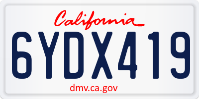 CA license plate 6YDX419