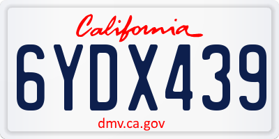 CA license plate 6YDX439