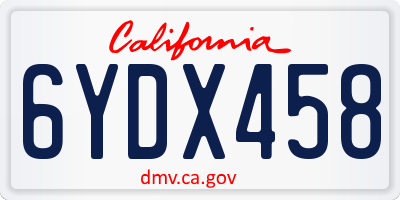 CA license plate 6YDX458