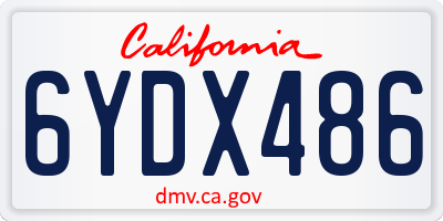 CA license plate 6YDX486