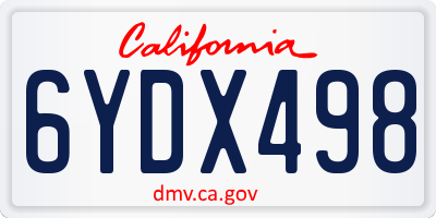 CA license plate 6YDX498