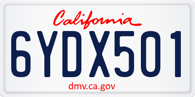 CA license plate 6YDX501