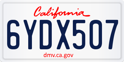 CA license plate 6YDX507