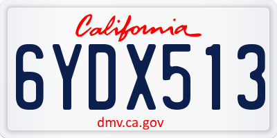 CA license plate 6YDX513