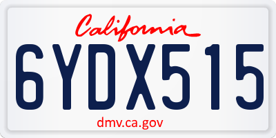 CA license plate 6YDX515