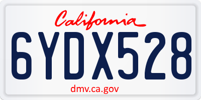 CA license plate 6YDX528
