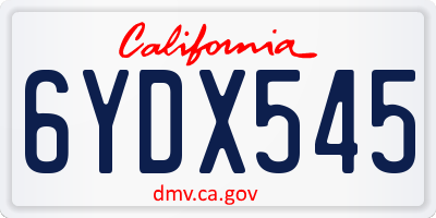 CA license plate 6YDX545