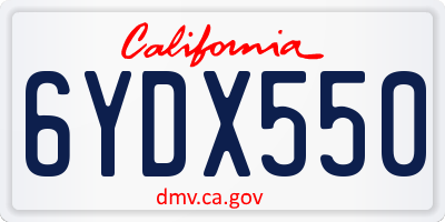 CA license plate 6YDX550