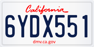 CA license plate 6YDX551
