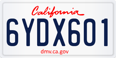 CA license plate 6YDX601