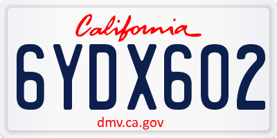 CA license plate 6YDX602