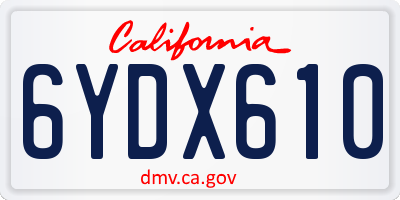 CA license plate 6YDX610
