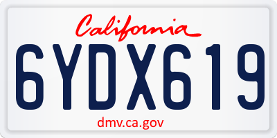 CA license plate 6YDX619
