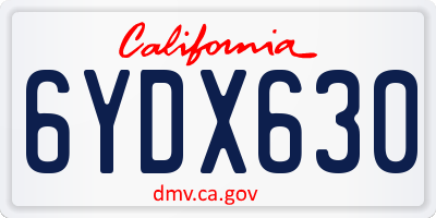 CA license plate 6YDX630