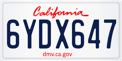 CA license plate 6YDX647