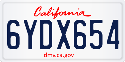 CA license plate 6YDX654