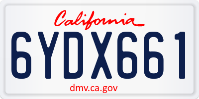 CA license plate 6YDX661