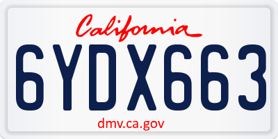 CA license plate 6YDX663