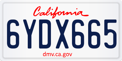 CA license plate 6YDX665