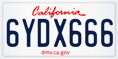 CA license plate 6YDX666