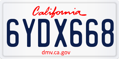 CA license plate 6YDX668