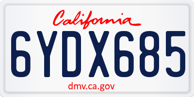 CA license plate 6YDX685
