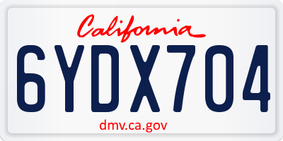 CA license plate 6YDX704