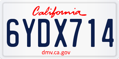 CA license plate 6YDX714