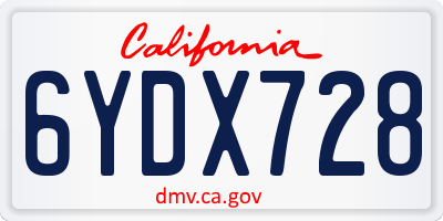 CA license plate 6YDX728