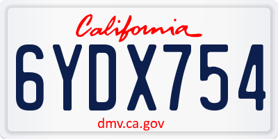 CA license plate 6YDX754
