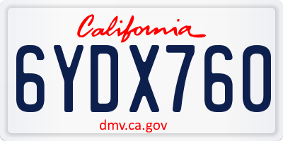 CA license plate 6YDX760
