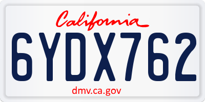 CA license plate 6YDX762