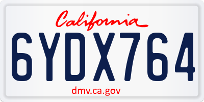 CA license plate 6YDX764