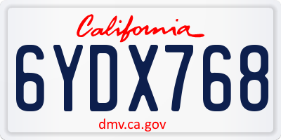 CA license plate 6YDX768