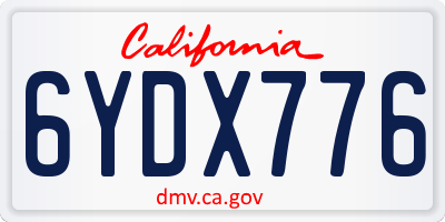 CA license plate 6YDX776