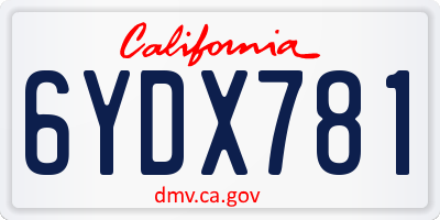 CA license plate 6YDX781