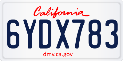 CA license plate 6YDX783