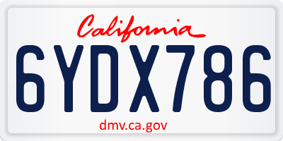 CA license plate 6YDX786