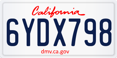 CA license plate 6YDX798
