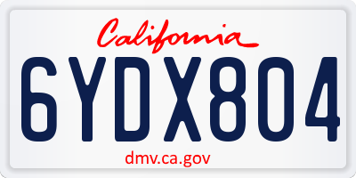CA license plate 6YDX804