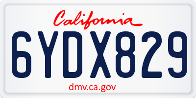 CA license plate 6YDX829