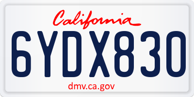 CA license plate 6YDX830