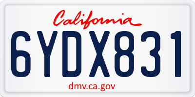 CA license plate 6YDX831