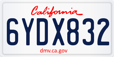 CA license plate 6YDX832