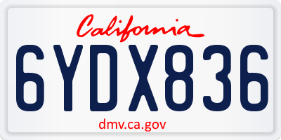 CA license plate 6YDX836