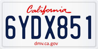 CA license plate 6YDX851