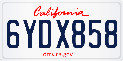 CA license plate 6YDX858