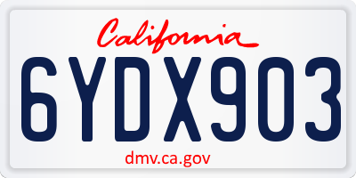 CA license plate 6YDX903