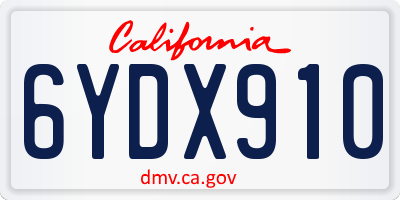 CA license plate 6YDX910