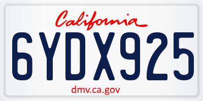 CA license plate 6YDX925